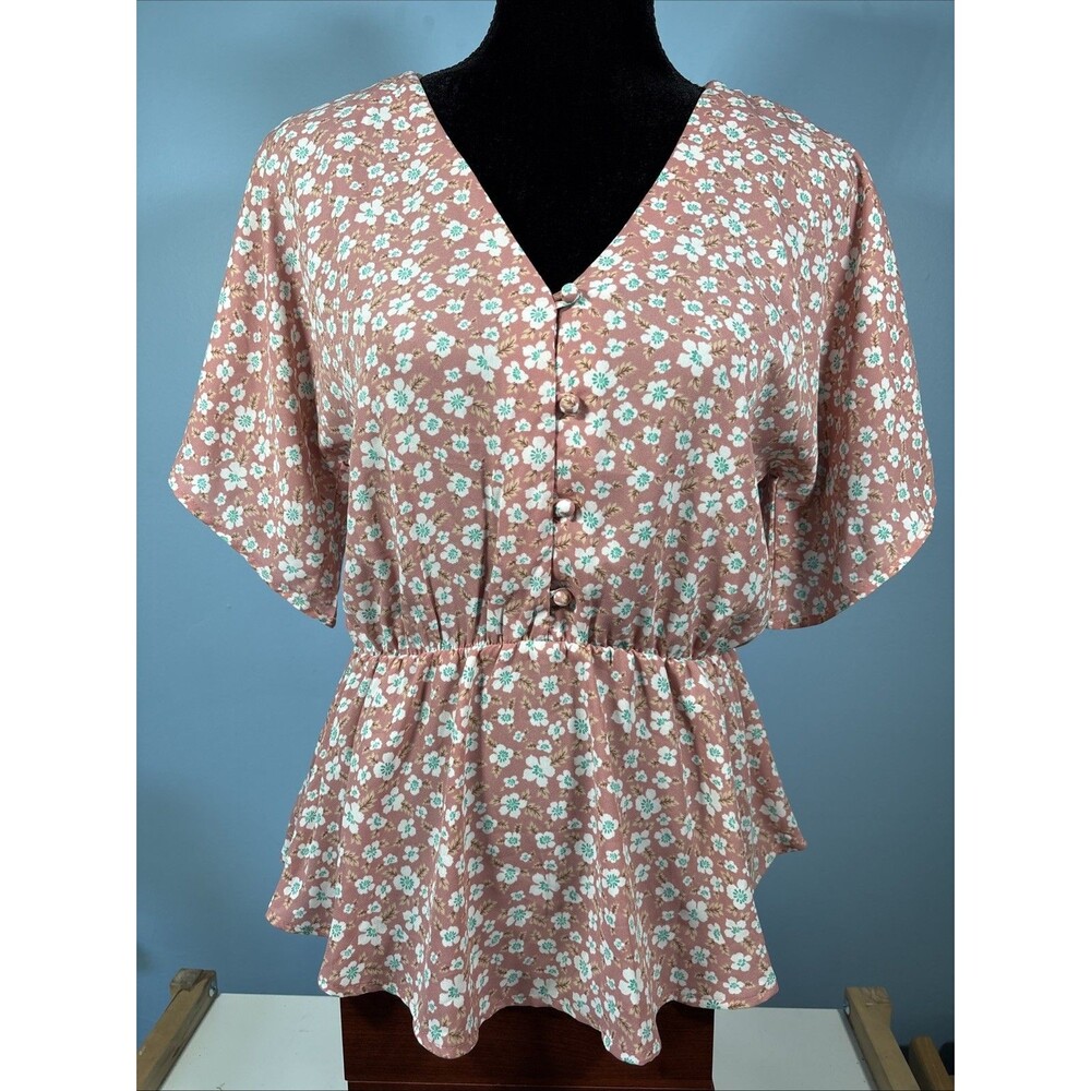 Sienna Sky Women’s Dusty Pink Floral Blouse (Size M) NEW with Tags